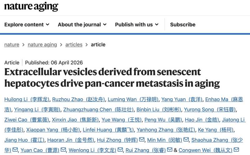 衰老肝细胞驱动泛癌转移:EV-miRNA分子机制与靶向干预的深度解析 健康养生